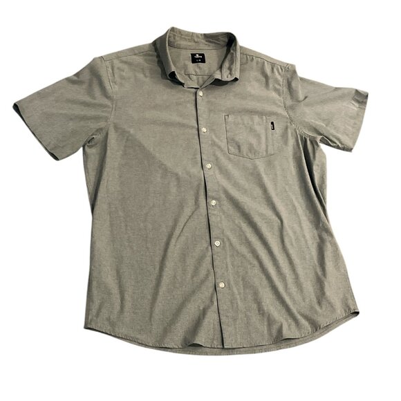 RIPZONE Men's Shortsleeved Button Down Shirt Size Large Poly Cotton Grey - Picture 1 of 7